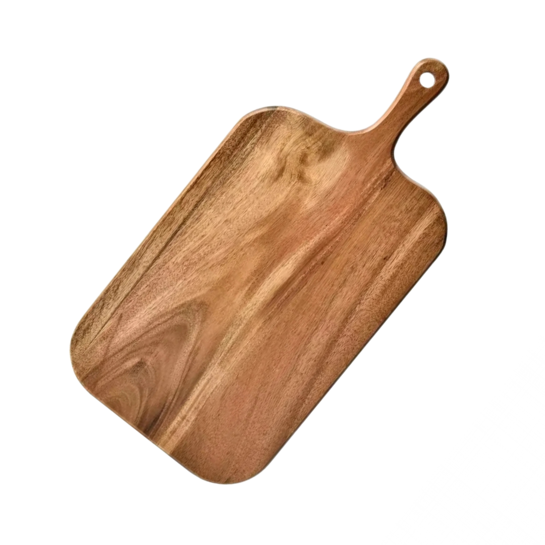 Double-sided wooden serving & cutting board with handle - Rustic design