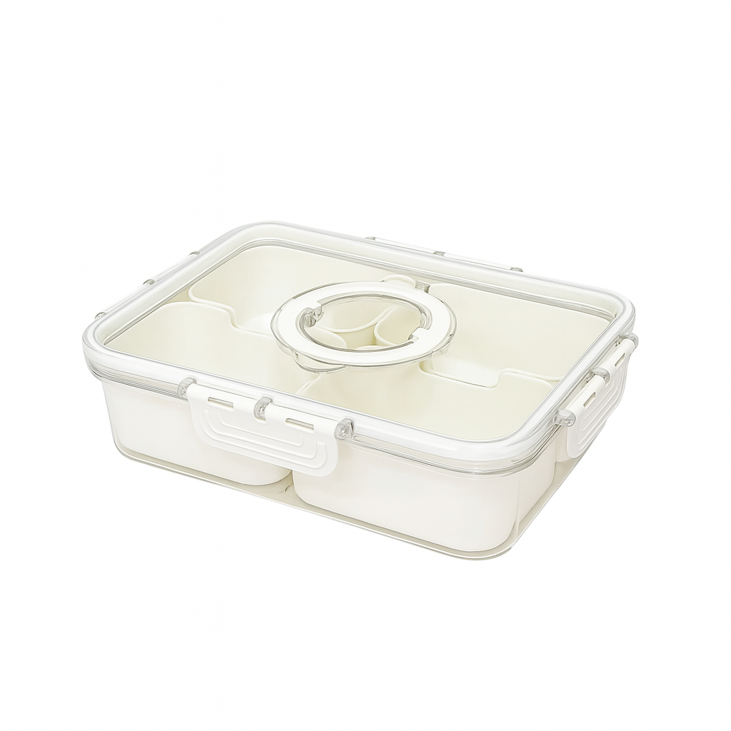 Divided snack tray with lid – 8 compartments & handle