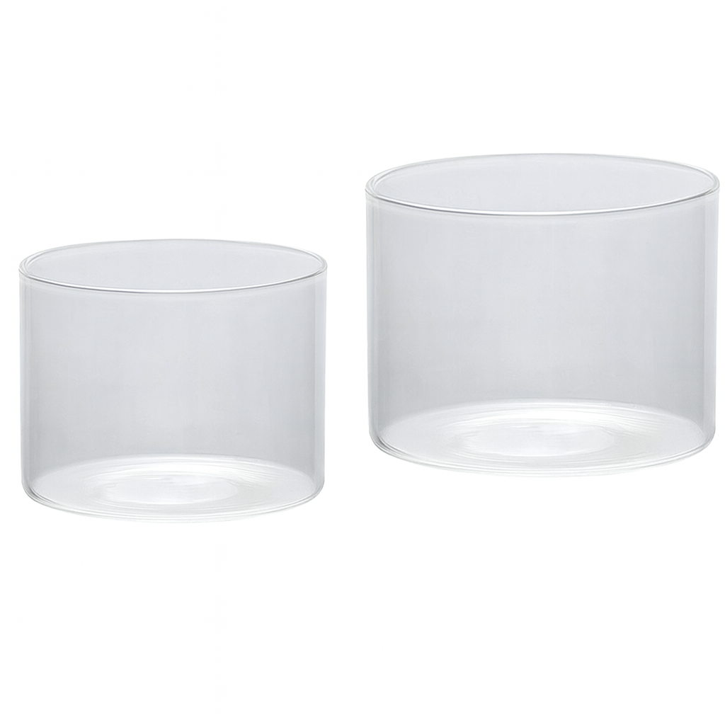 Transparent round glass candle jar