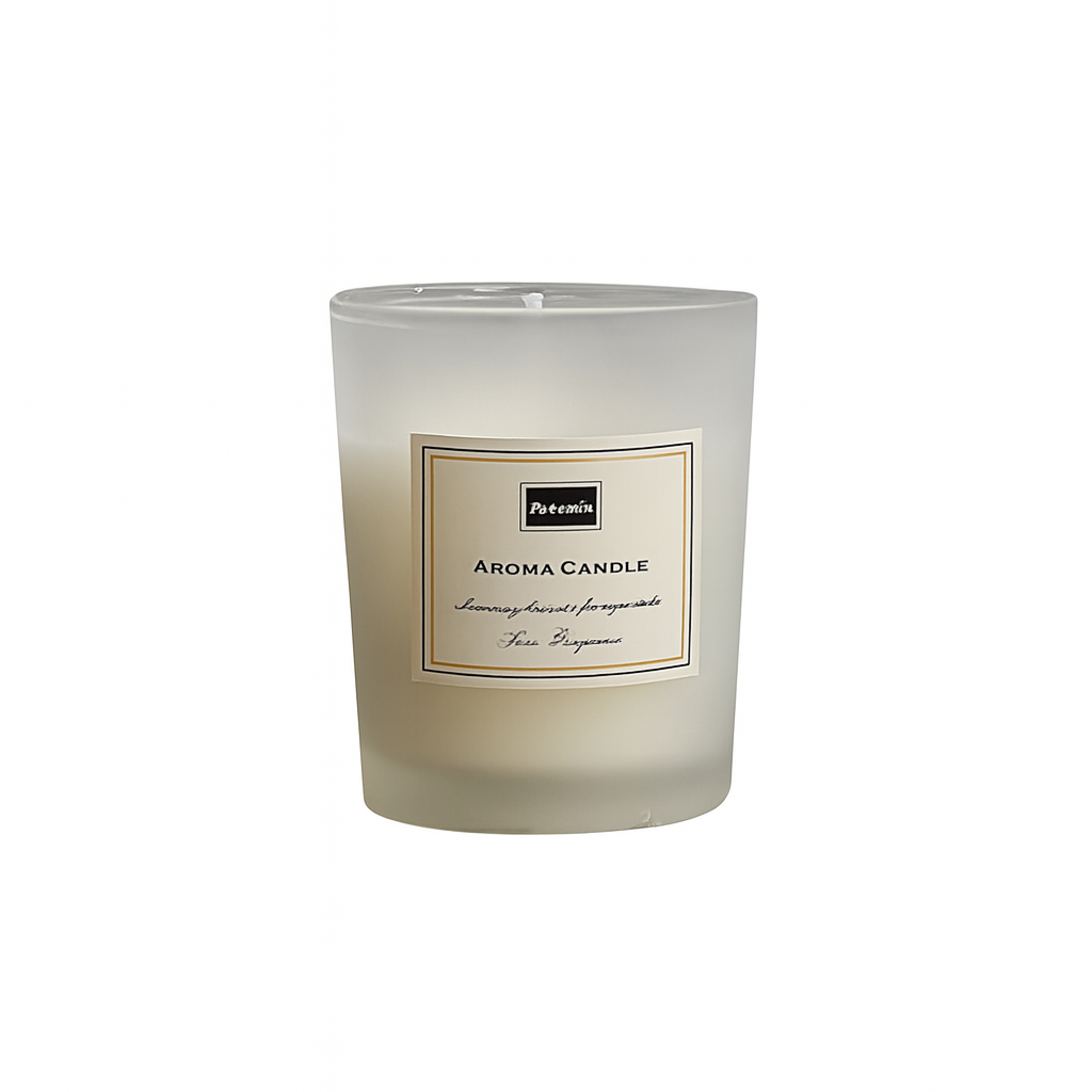 Soy wax scented candle in frosted glass