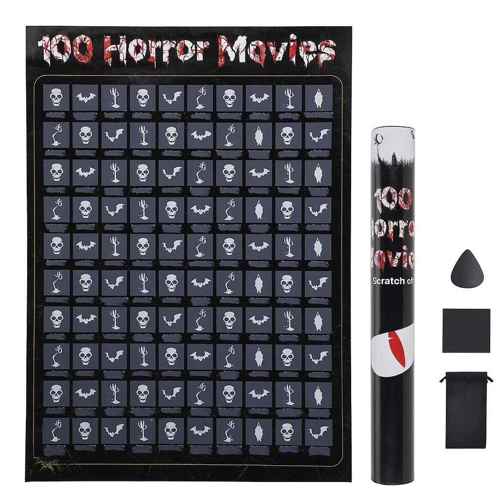 100 Horror movies scratch off poster