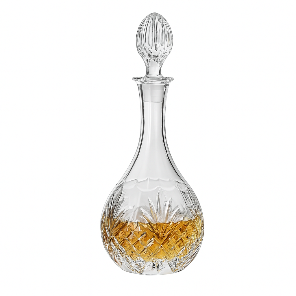 Crystal glass whiskey decanter