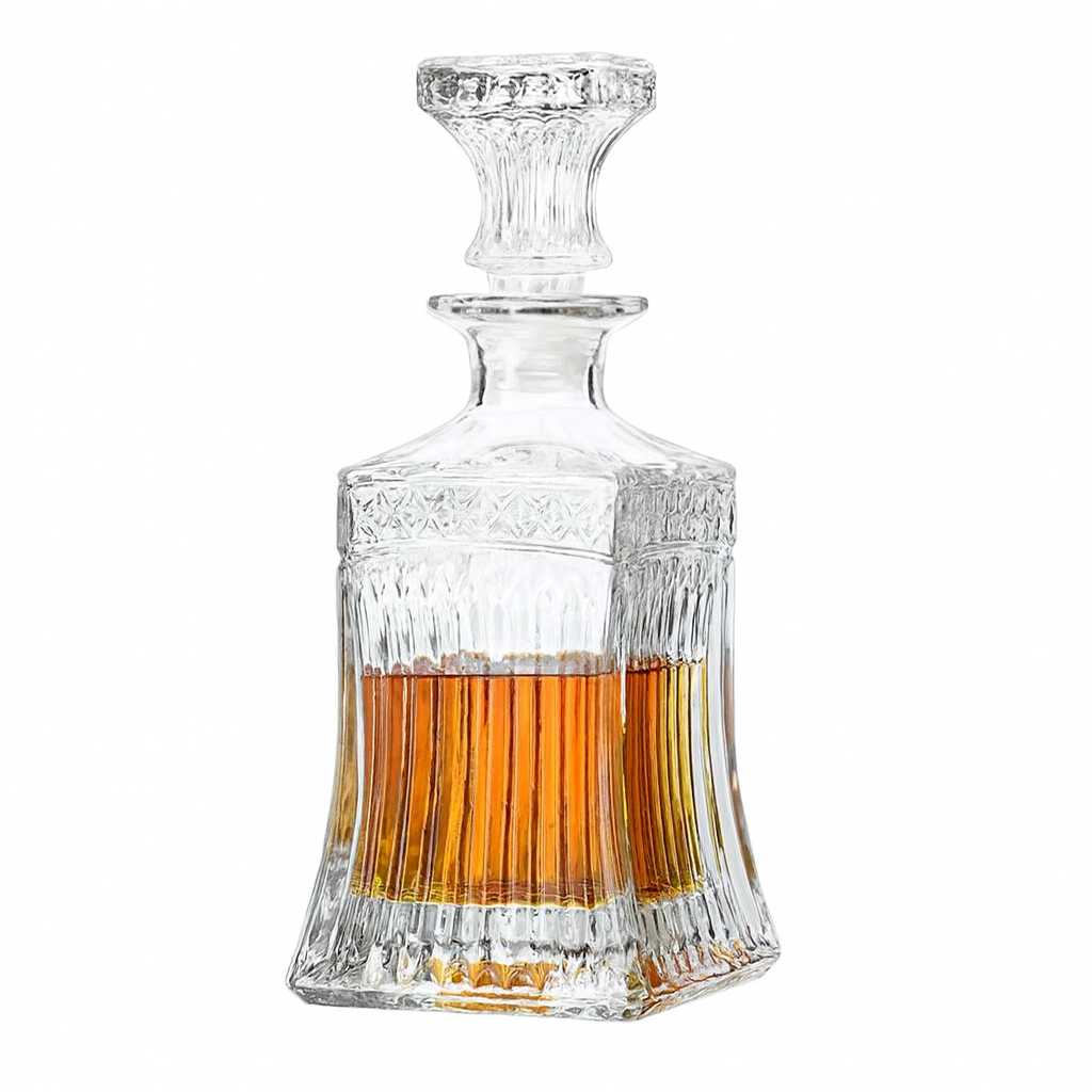 Crystal glass whiskey decanter