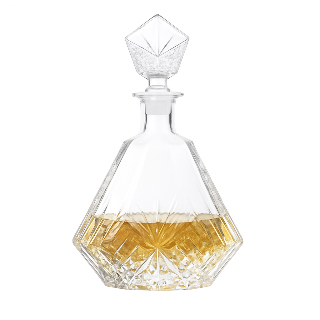 Crystal glass whiskey decanter