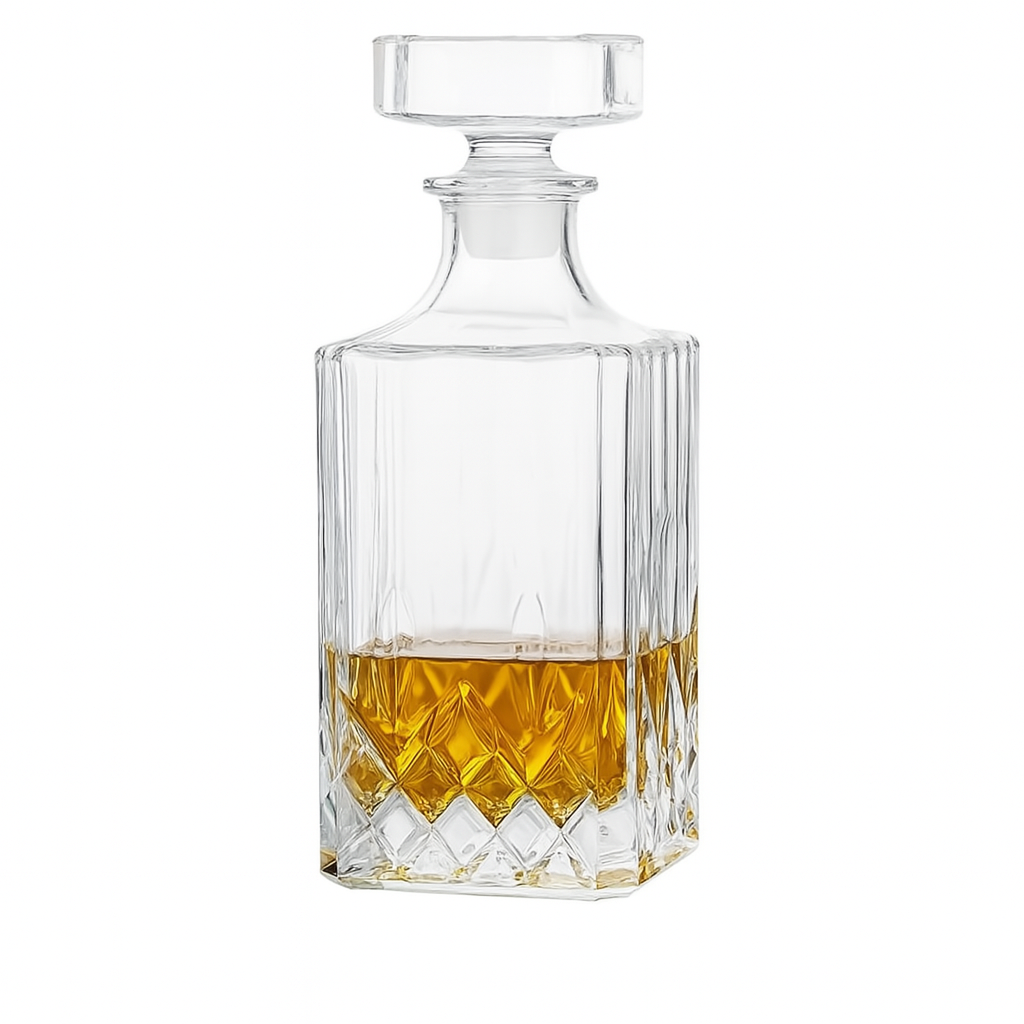 Crystal glass whiskey decanter
