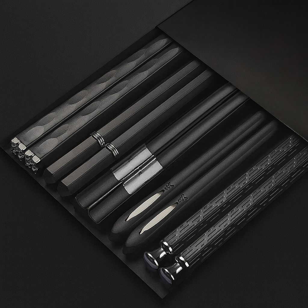 Black alloy chopsticks set