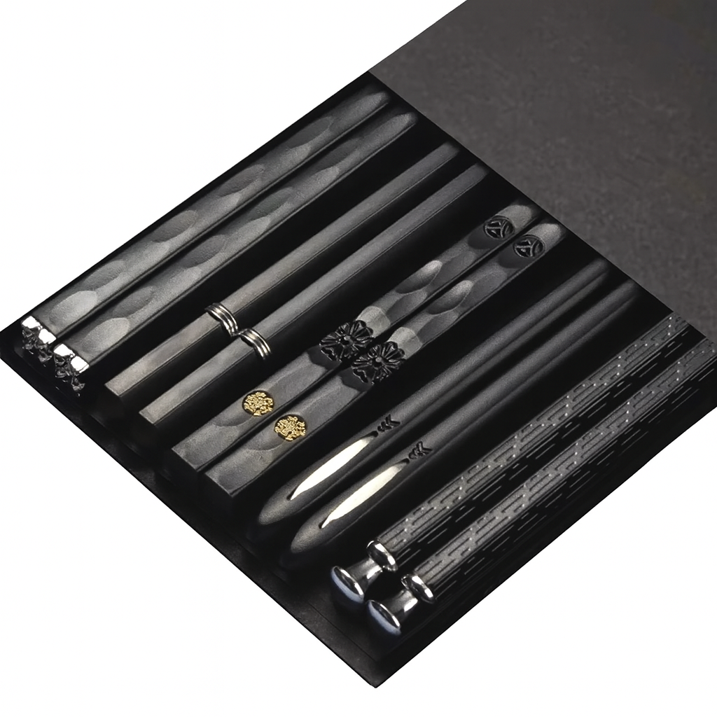 Black alloy chopsticks set