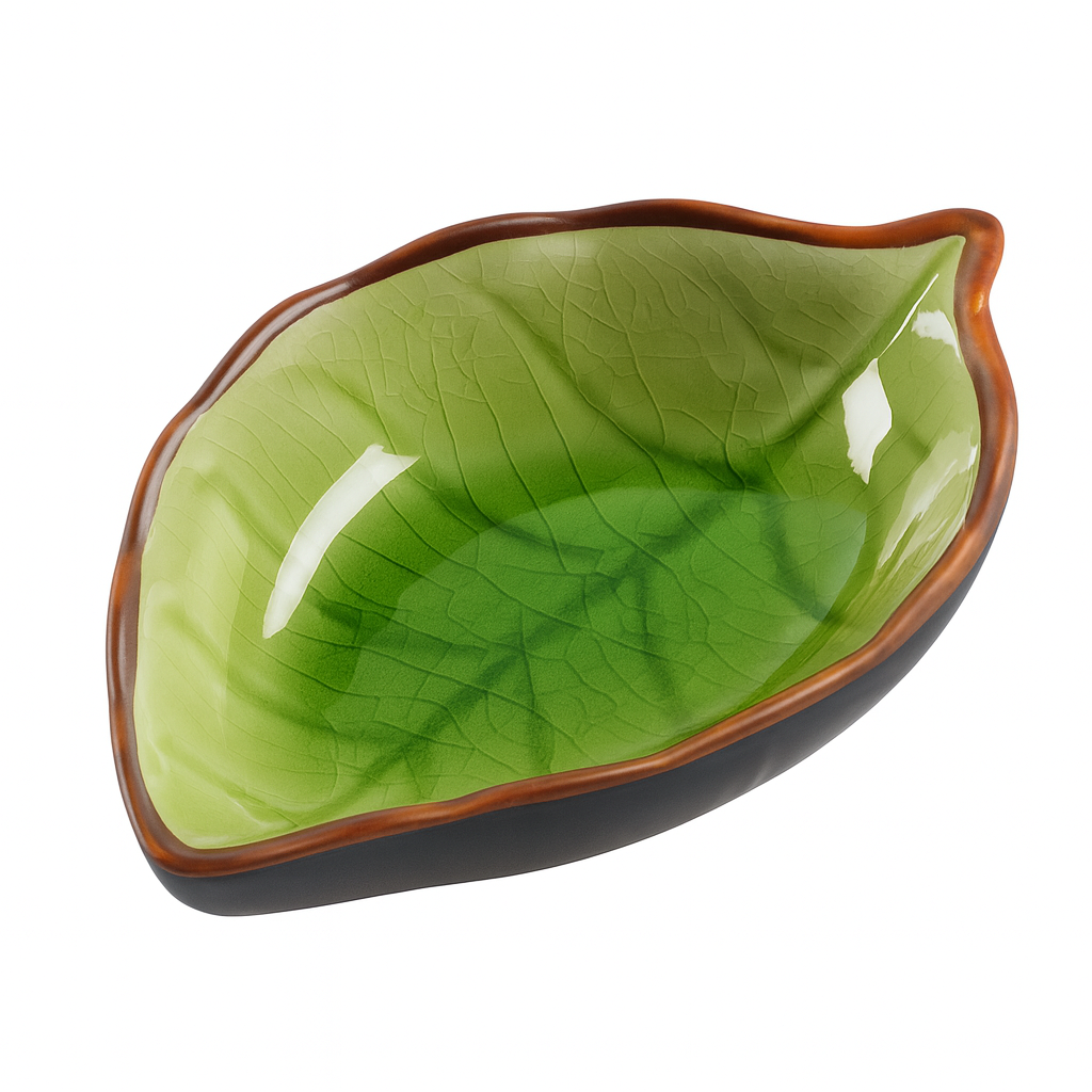 Leaf-shaped ceramic plate