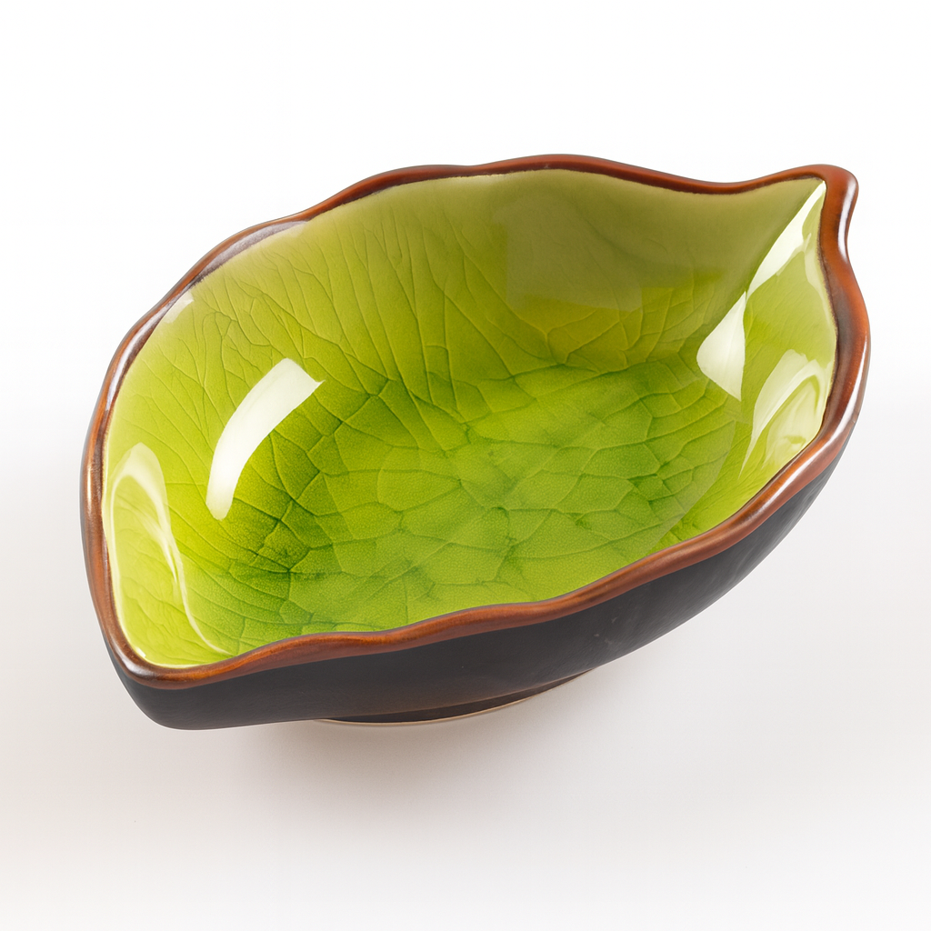 Leaf-shaped ceramic plate