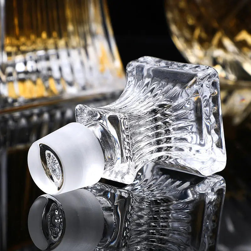 Crystal glass whiskey decanter