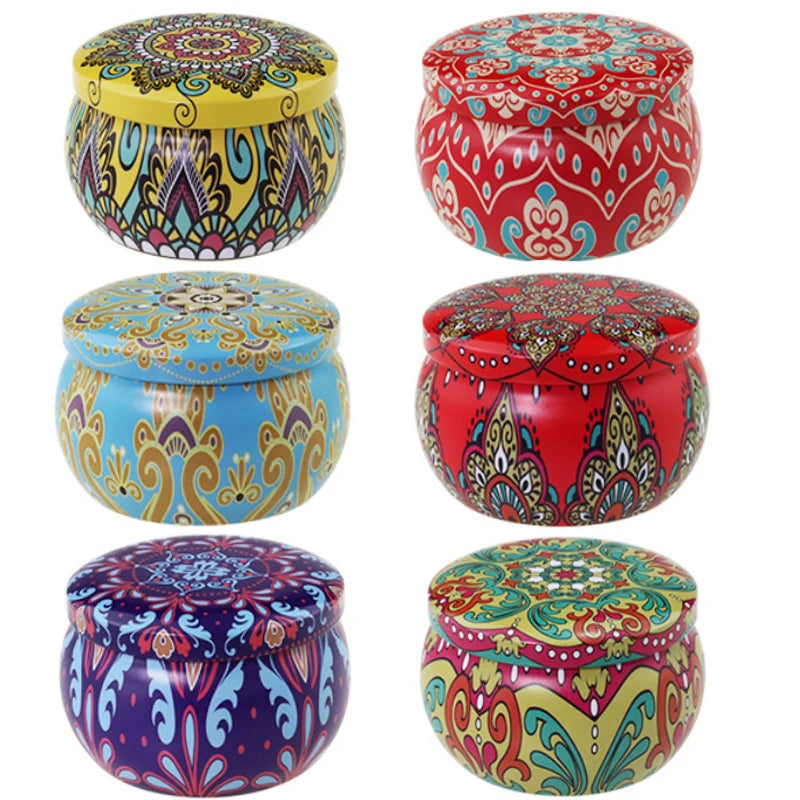 Candle tin jars - Set of 6 metal holders
