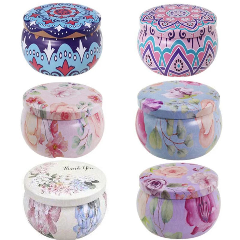 Candle tin jars - Set of 6 metal holders