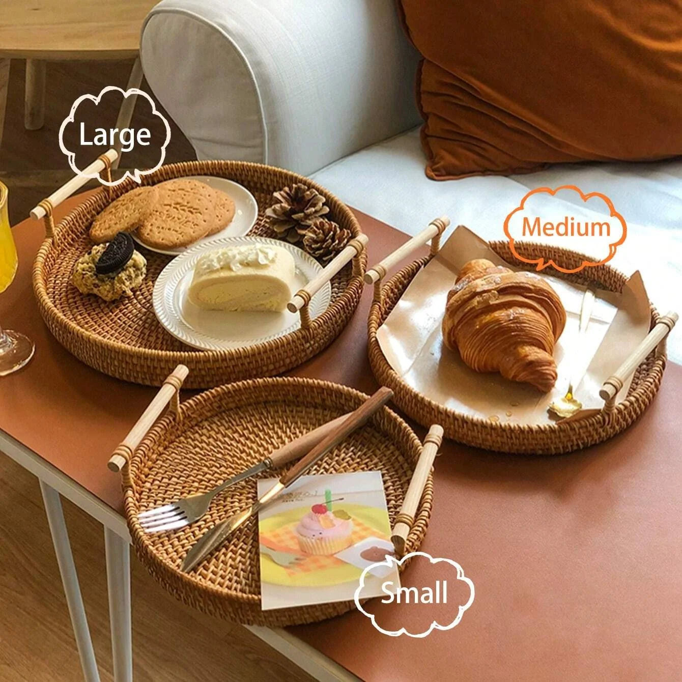 Handwoven rattan tray with lid – Eco-friendly food & storage basket