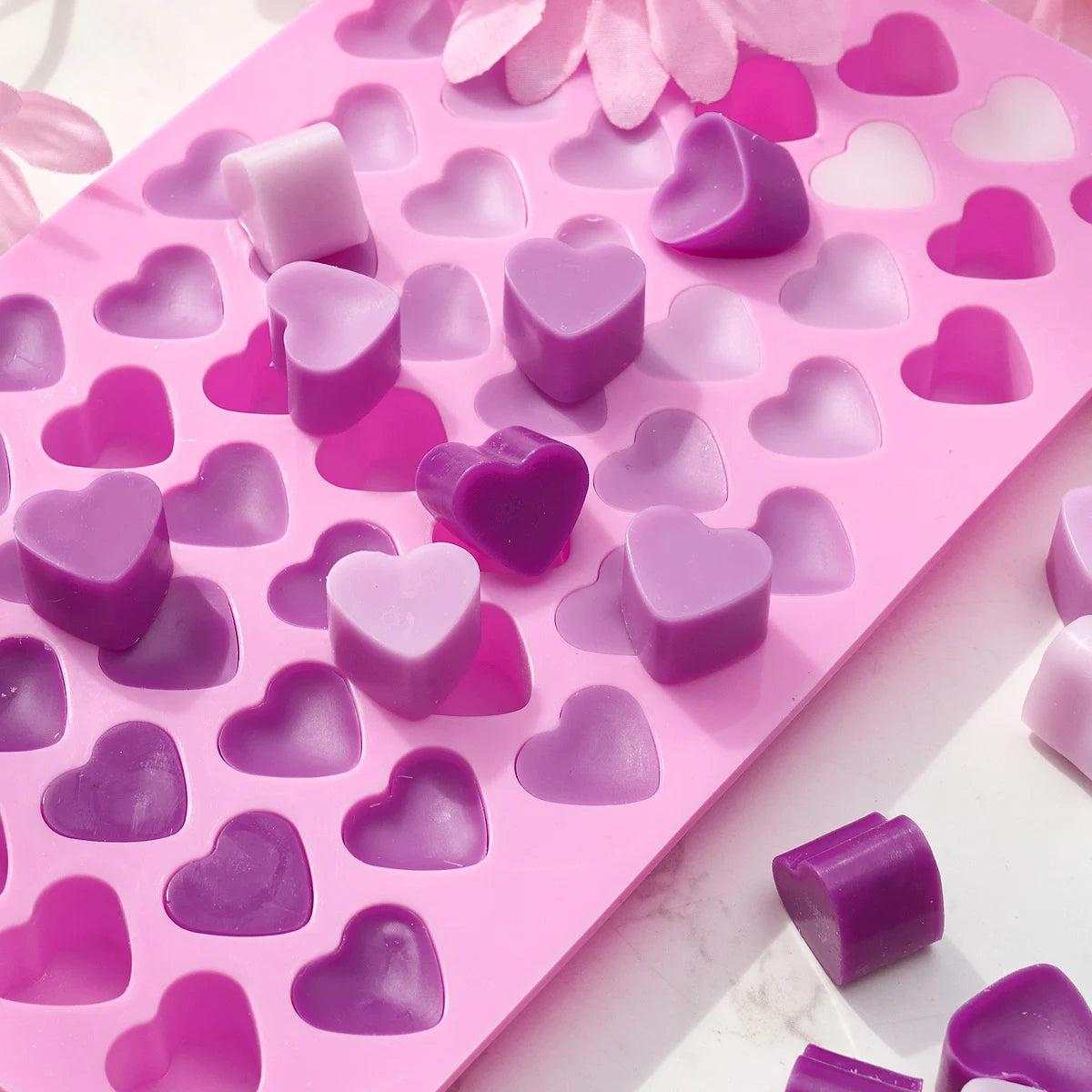 55 compartment heart silicone candle mold