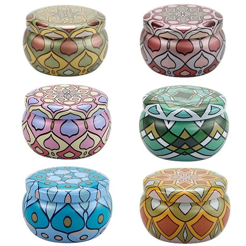 Candle tin jars - Set of 6 metal holders