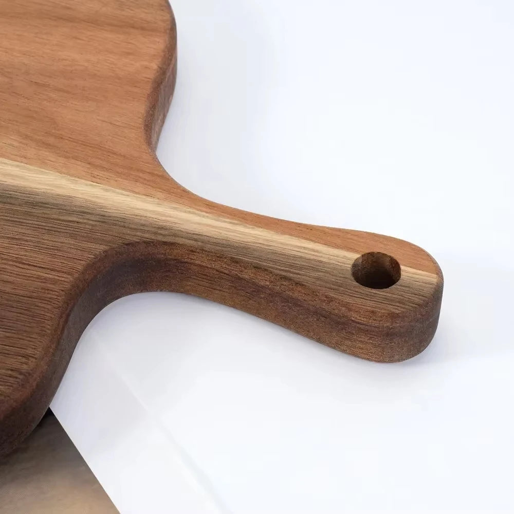 Double-sided wooden serving & cutting board with handle - Rustic design