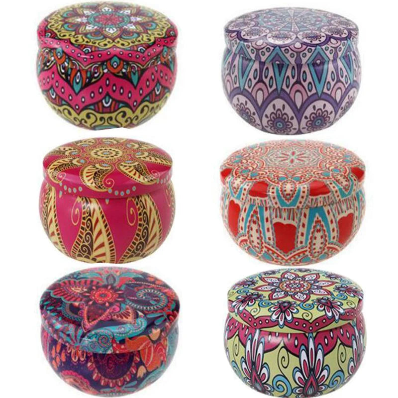 Candle tin jars - Set of 6 metal holders