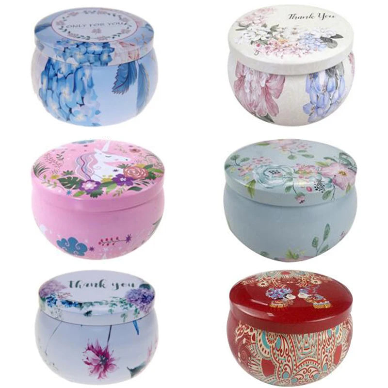 Candle tin jars - Set of 6 metal holders