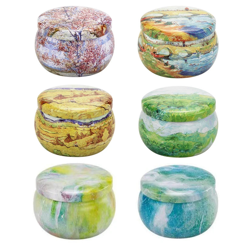 Candle tin jars - Set of 6 metal holders