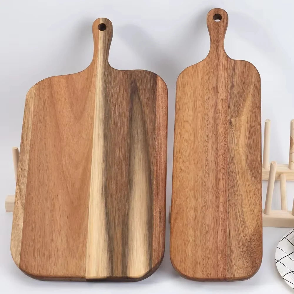 Double-sided wooden serving & cutting board with handle - Rustic design