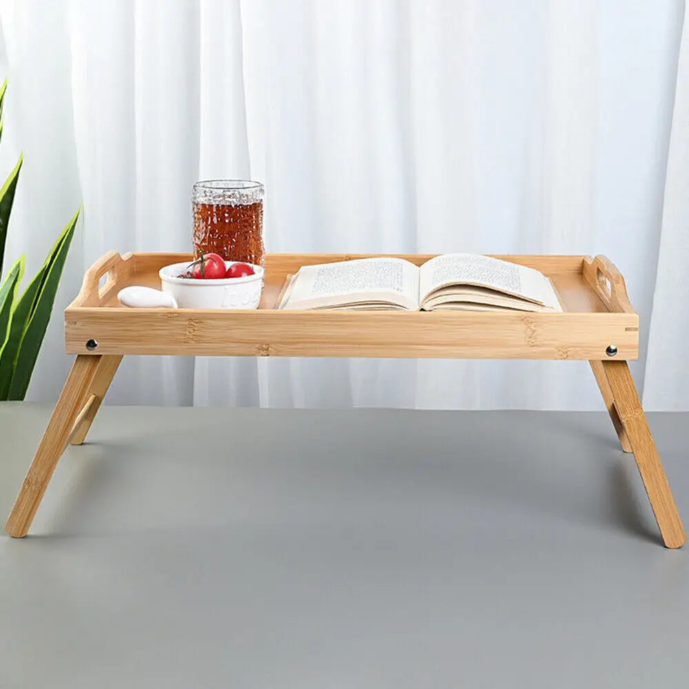 Bamboo picnic tray table - With foldable legs