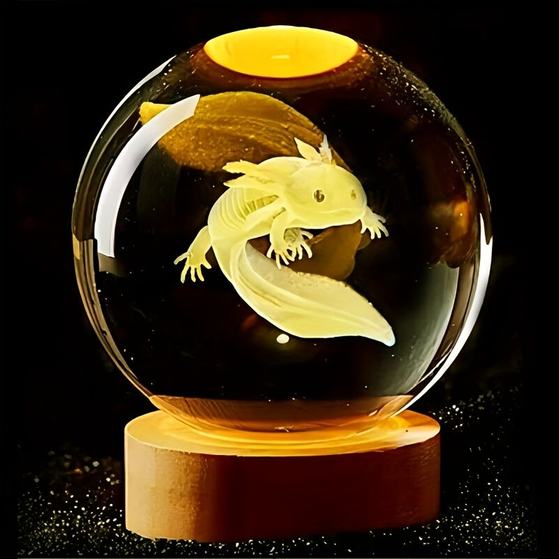 Exquisite 3D Axolotl Crystal Ball Lamp