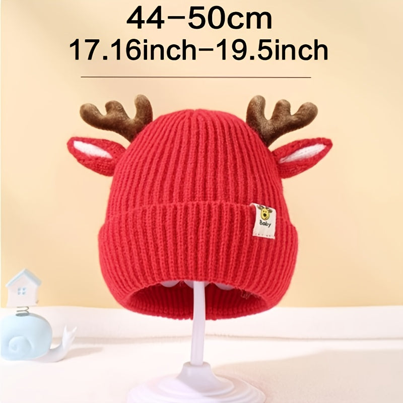 Christmas Antlers Thickened Warm Baby Knitted Hat