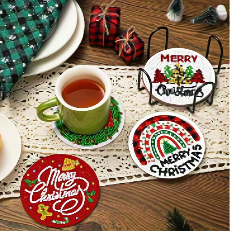 8pcs Christmas Coaster Kit Stand