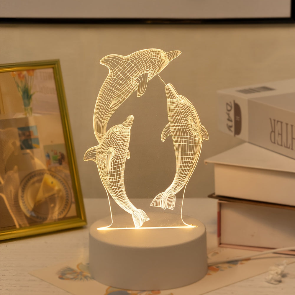 3D Glowing Dolphin Night Light