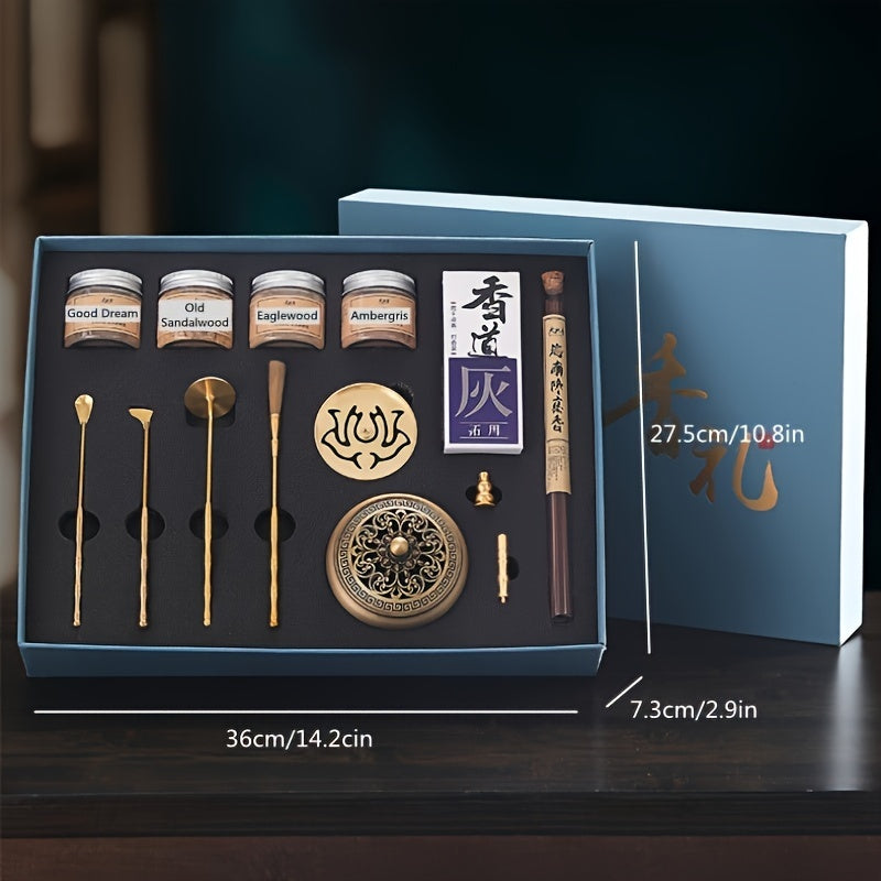 13-piece set of Copper Incense Burners, Fragrance Diffusers, Seal Stamps, Incense Sticks