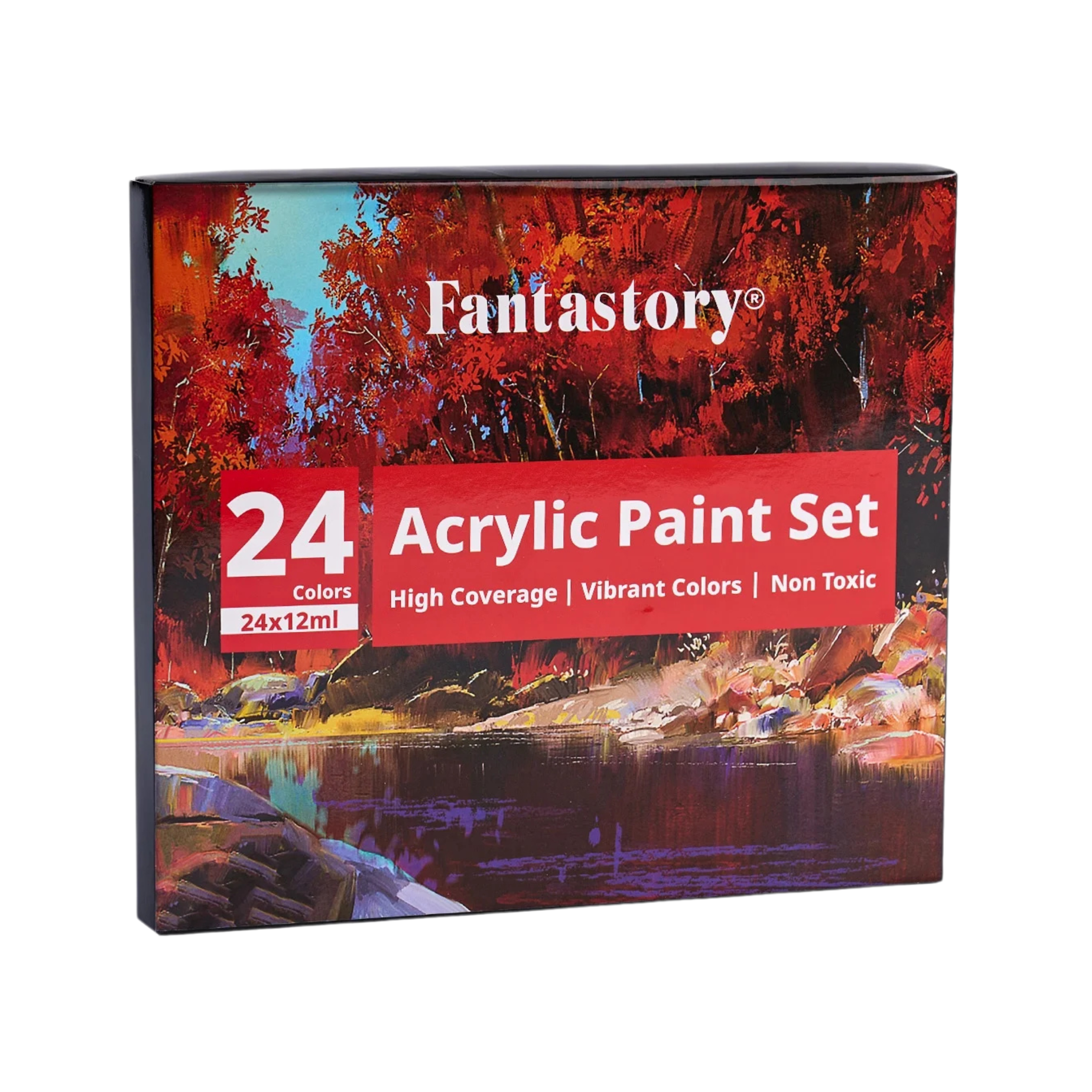 Acrylic paint set – 24 colors with 3 brushes