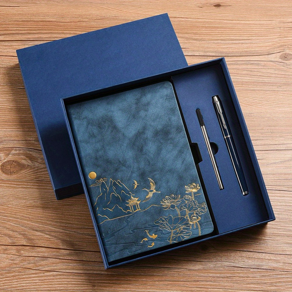 Faux Leather Notebook and Pen Set