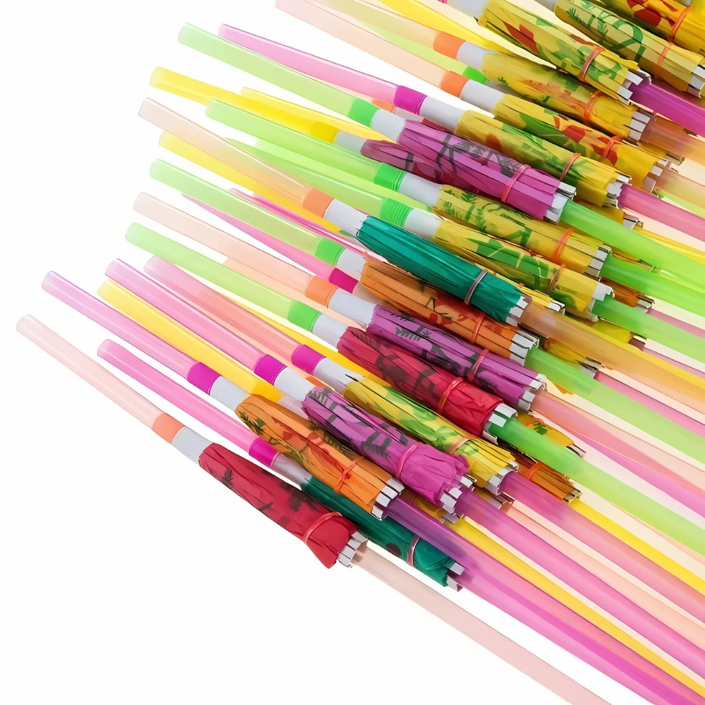 Cocktail umbrella drinking straws