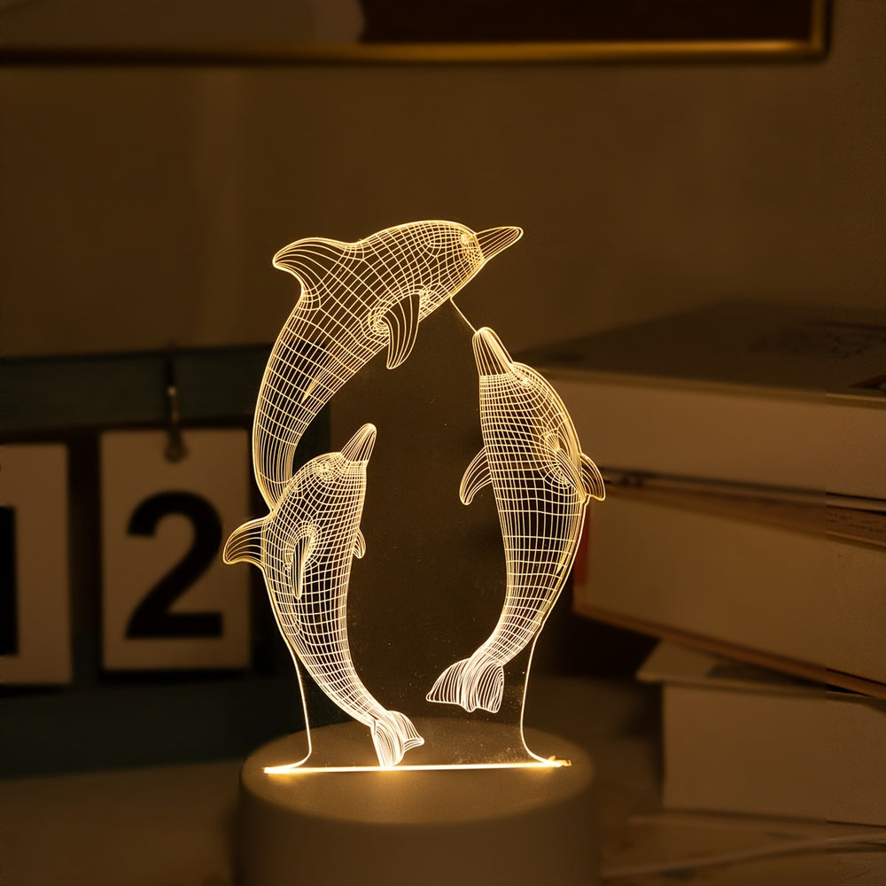 3D Glowing Dolphin Night Light