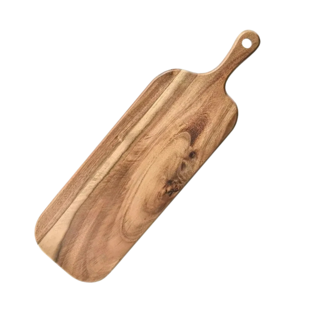 Double-sided wooden serving & cutting board with handle - Rustic design