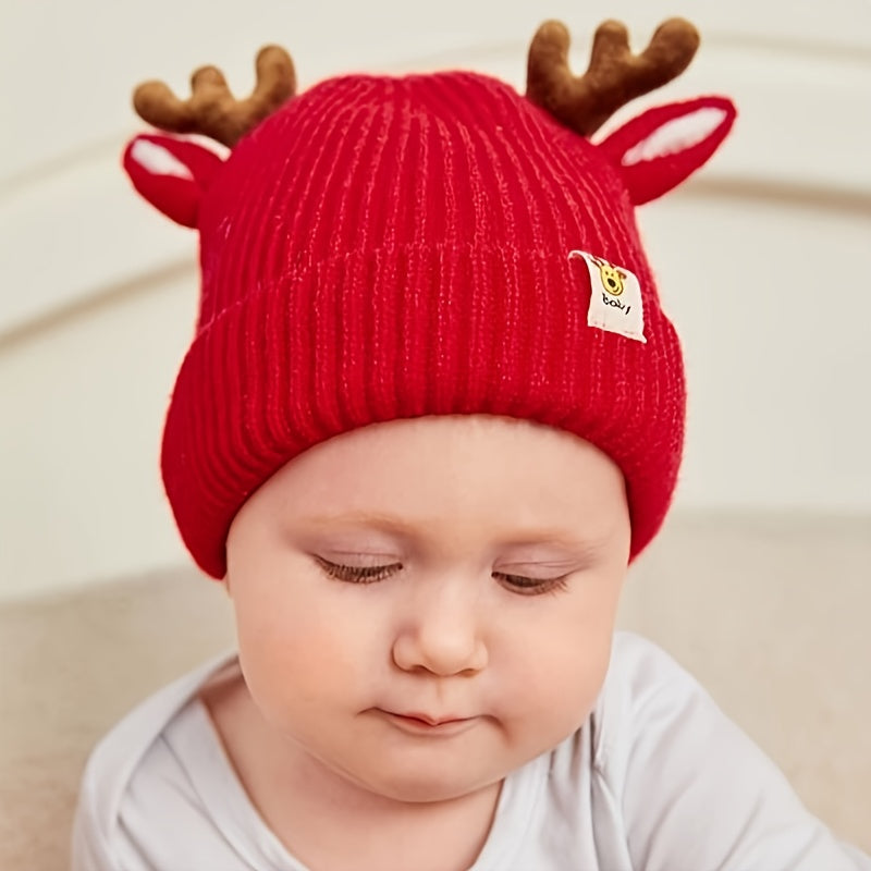 Christmas Antlers Thickened Warm Baby Knitted Hat