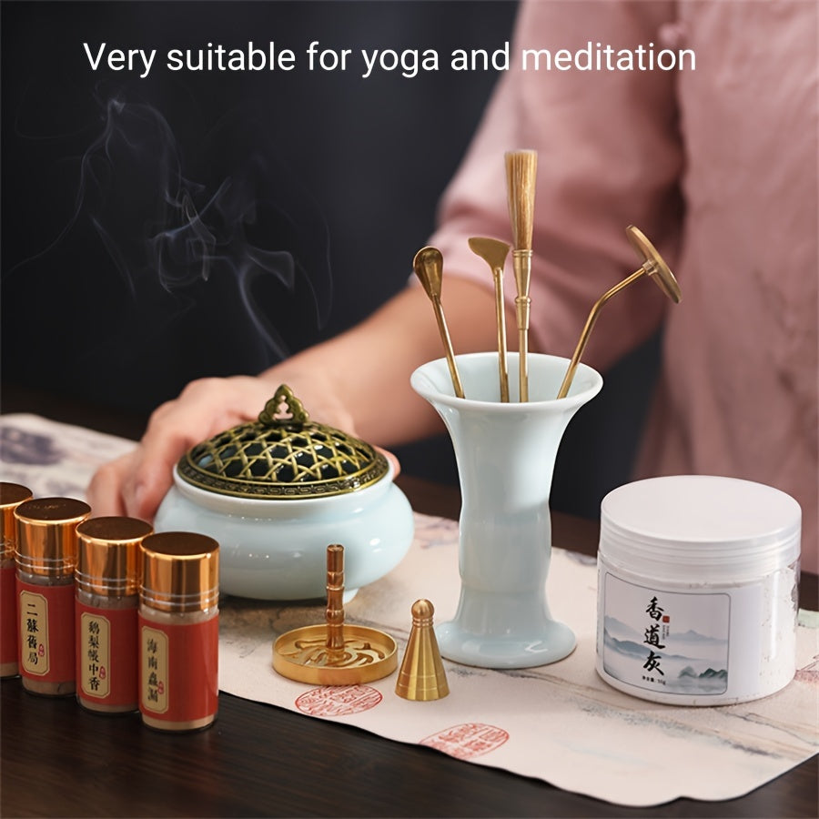 Incense Set with Elegant Brass Burners & Premium Sandalwood & Agarwood