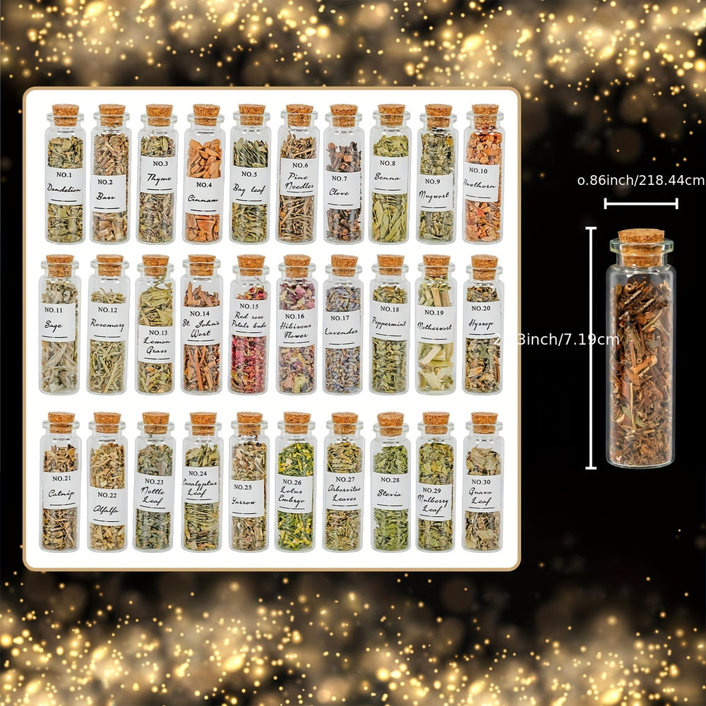 Witchcraft Supplies Herbs - 30 Bottles Dried Herbs Kit for Beginners