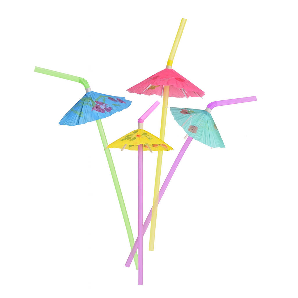 Cocktail umbrella drinking straws