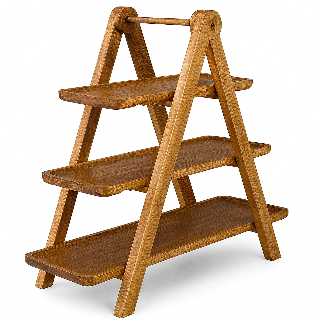 3 tier wood tray stand