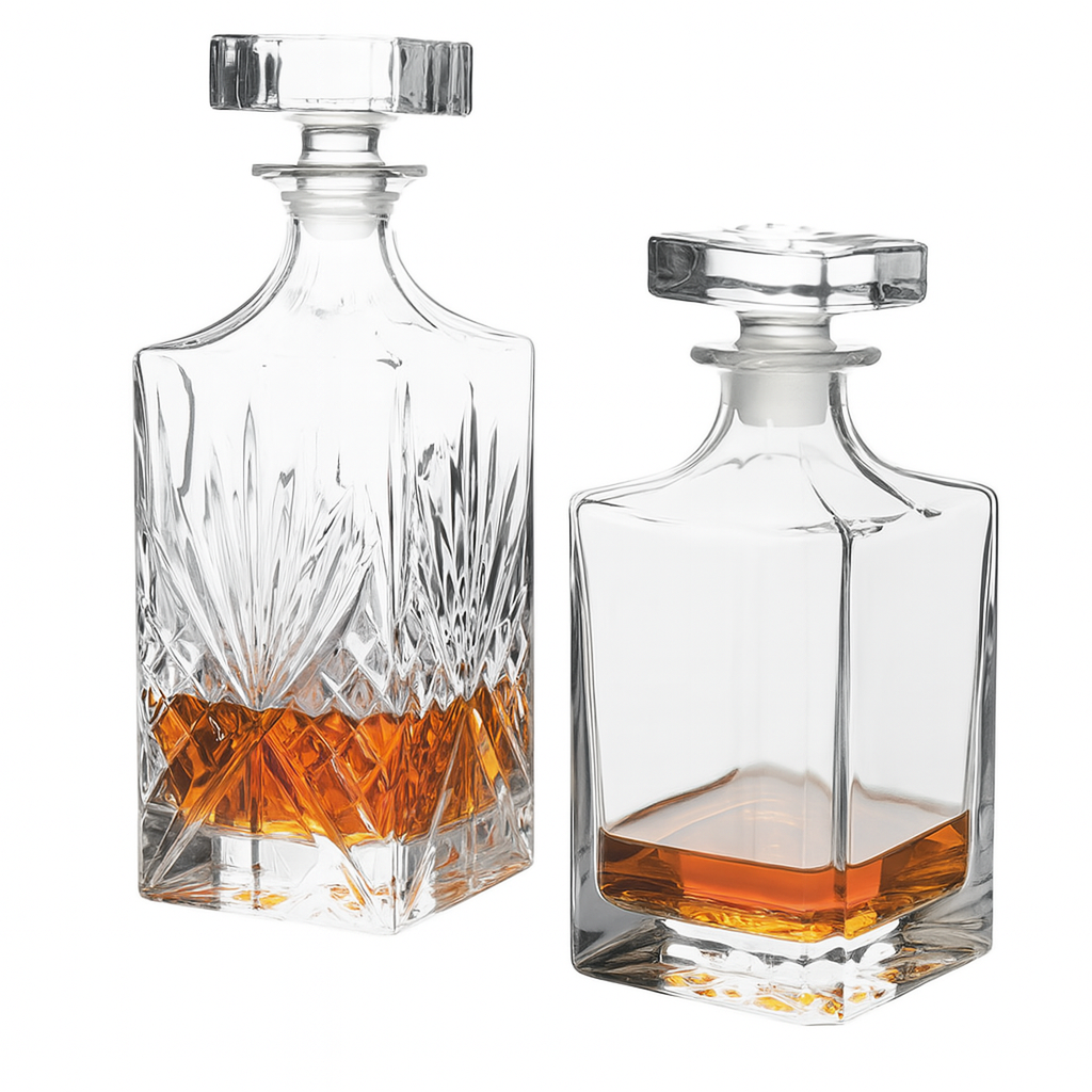 Crystal glass whiskey decanter