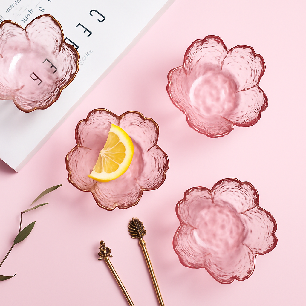 Glass sakura dessert plate
