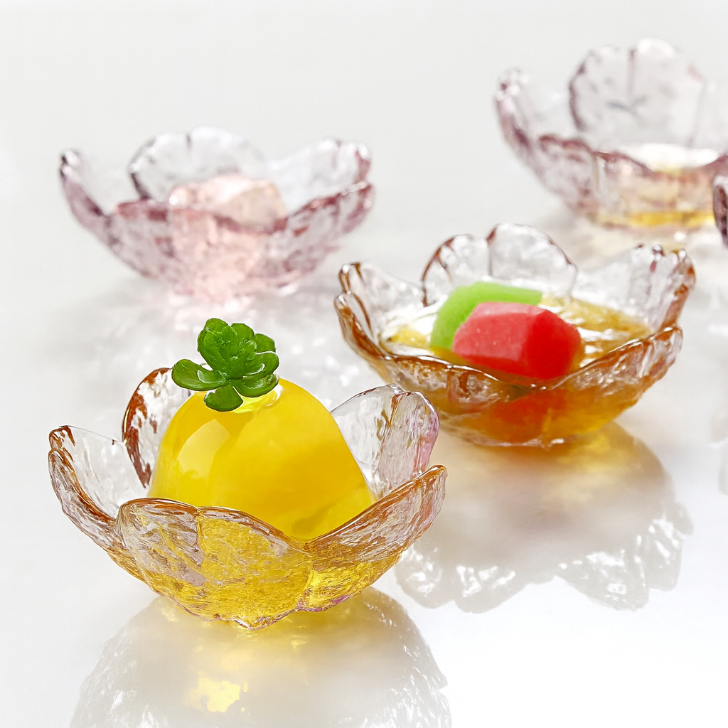 Glass sakura dessert plate