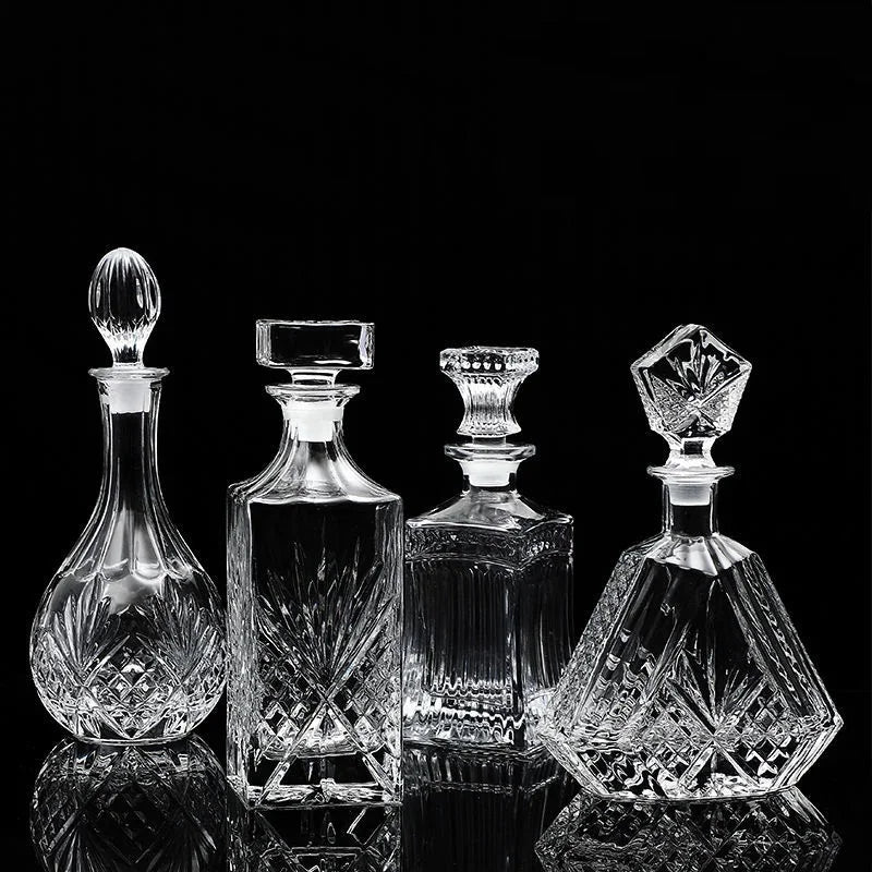 Crystal glass whiskey decanter