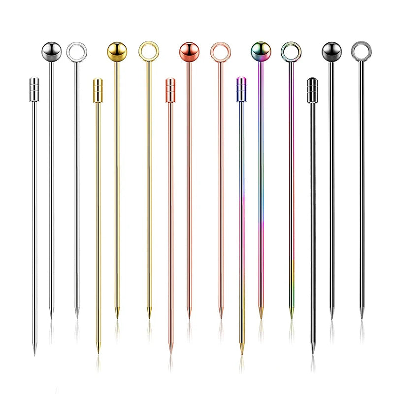 Stainless steel cocktail picks – Circle, Ball & Hat shapes