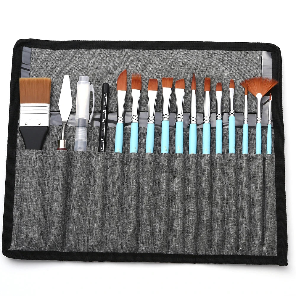 Artist paint brush set - With 18 tools and canvas case