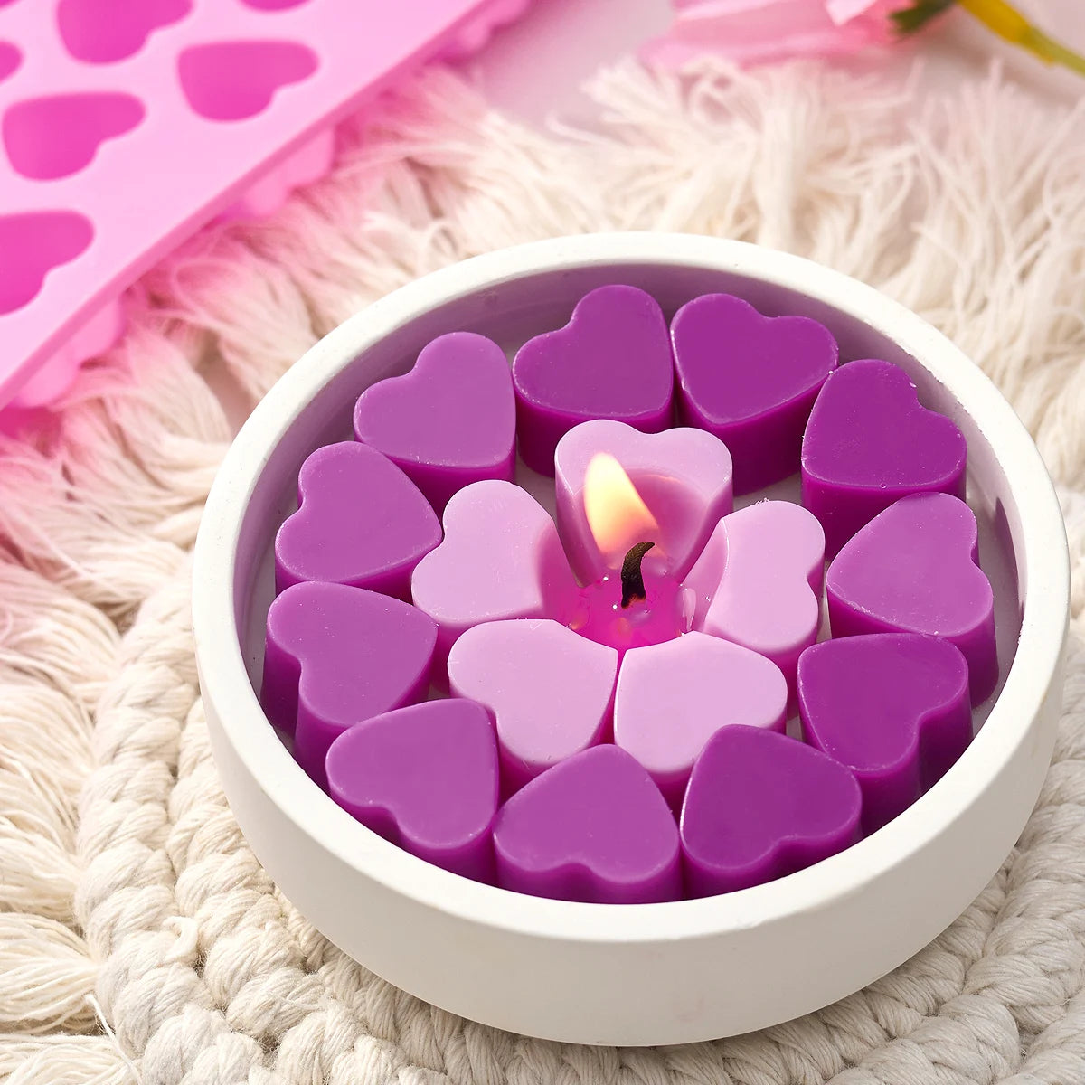 55 compartment heart silicone candle mold