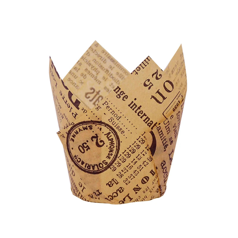 Newspaper style cupcake liners - 50 pcs
