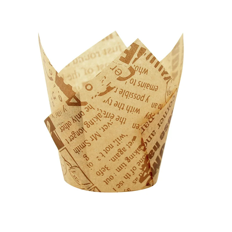 Newspaper style cupcake liners - 50 pcs