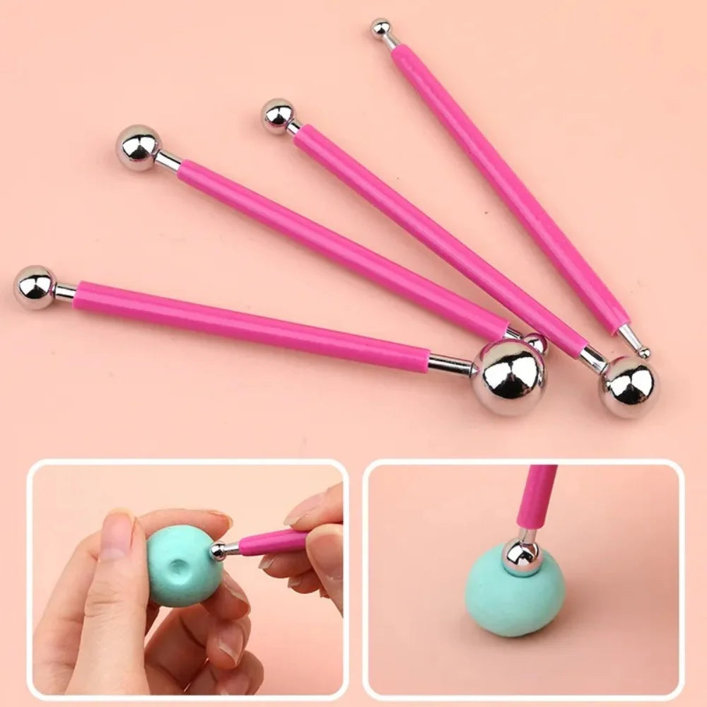 Double-ended metal ball sculpting tool set